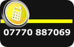 black, white and yellow graphic with mobile phone icon and Crystal Kleen contact number